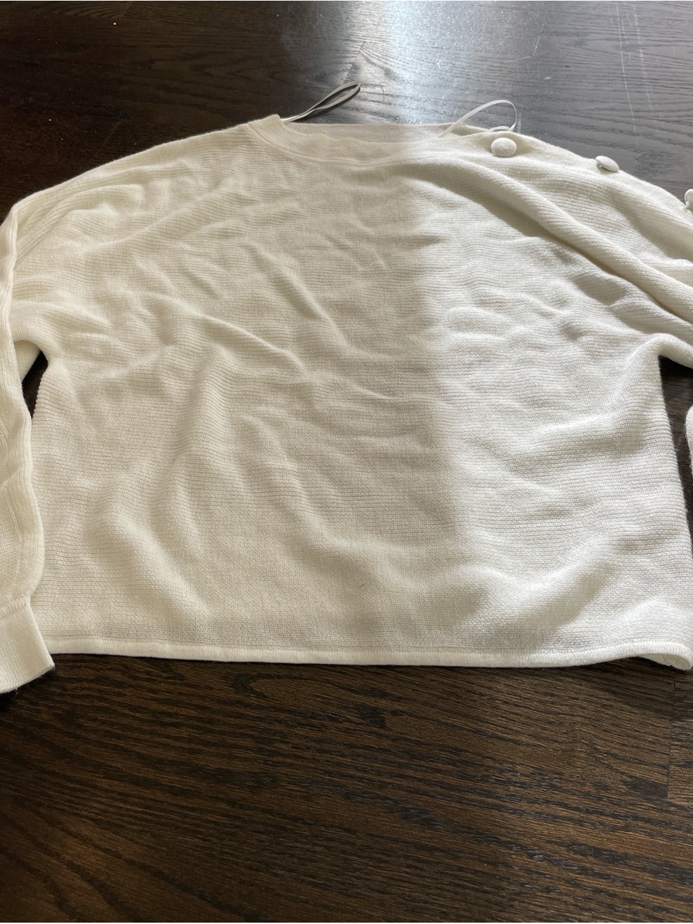 MABLE Cream Crewneck Sweater with Shoulder Buttons